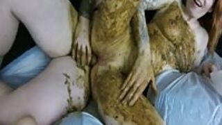 Kinky couple hot anal fuck pooping and poop smearing