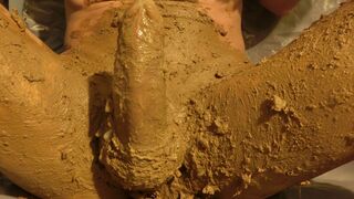 Amateur scat dude coats himself in thick shit then jerks off and cums hard