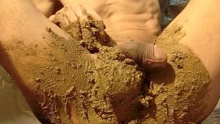Amateur scat dude coats himself in thick shit then jerks off and cums hard