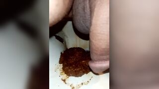 Dude Touching Turd with Penis in Toilet