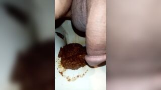 Dude Touching Turd with Penis in Toilet